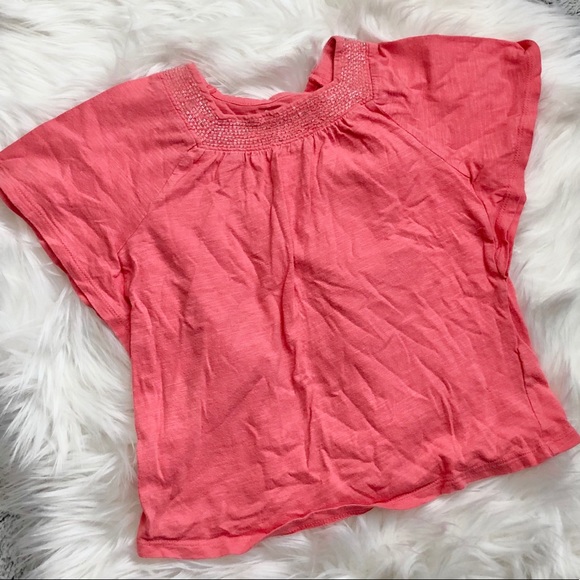 Old Navy Other - GUC Butterfly Sleeve Coral Beaded Top